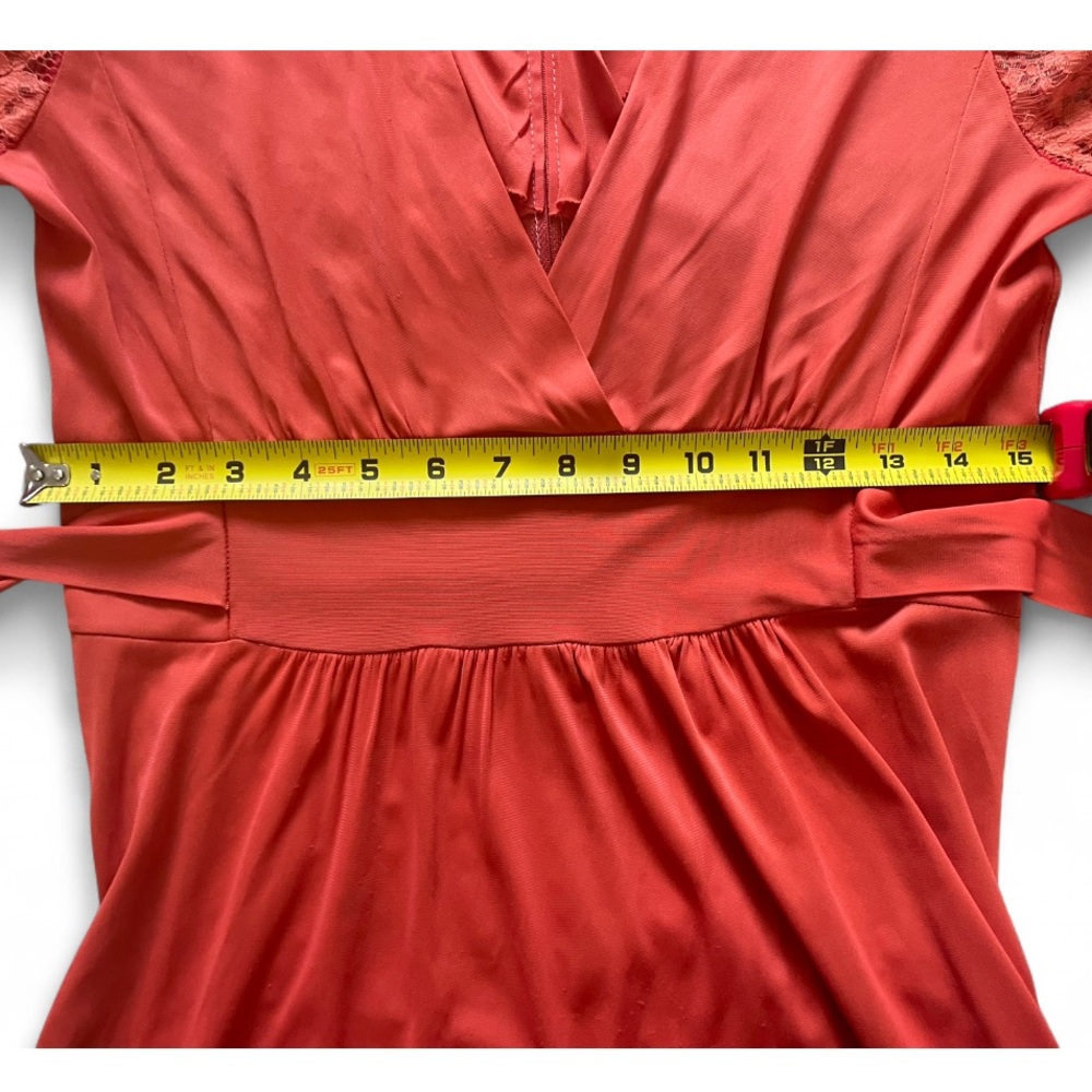 Vintage 70s Lace Sleeve Mini Dress in Dark Orange - Picture 8 of 9